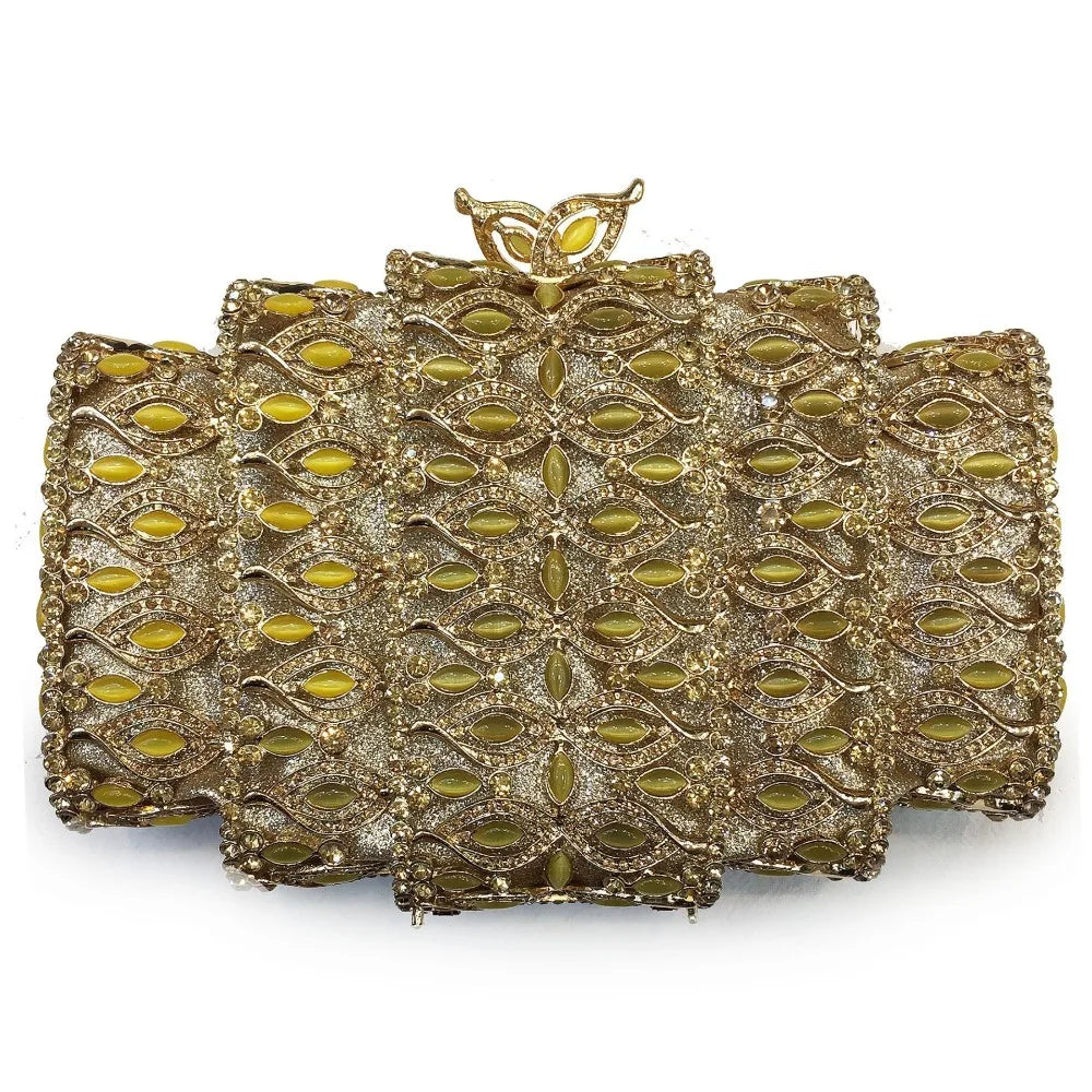 Embreagem noite de cristal de tamanho grande para mulheres, saco do telefone, diamante luxuoso, bolsa do casamento, strass verde, bolsa de ombro da senhora