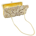 Bolsa clutch de cristal feminina, bolsa minaudiere elegante de metal com capa rígida, bolsa de mão para casamento ou para flores